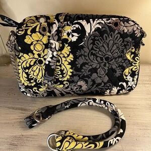 VERA BRADLEY Baroque Black Multi Chain Strap Adjustable Shoulder Handbag EUC